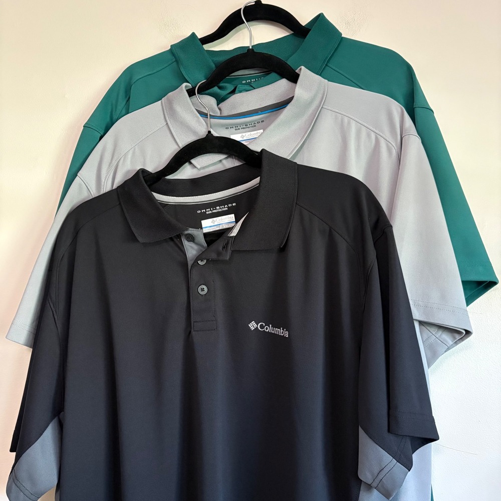 Columbia Mens Omni-Shade Sun Protection Performance Polo Shirt XXL Lot of 3